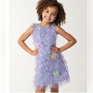Sparkle & Shine Little Girls Iridescent and Feather Dress